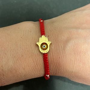 Red String Hamsa Bracelet with Evil Eye - adjustable